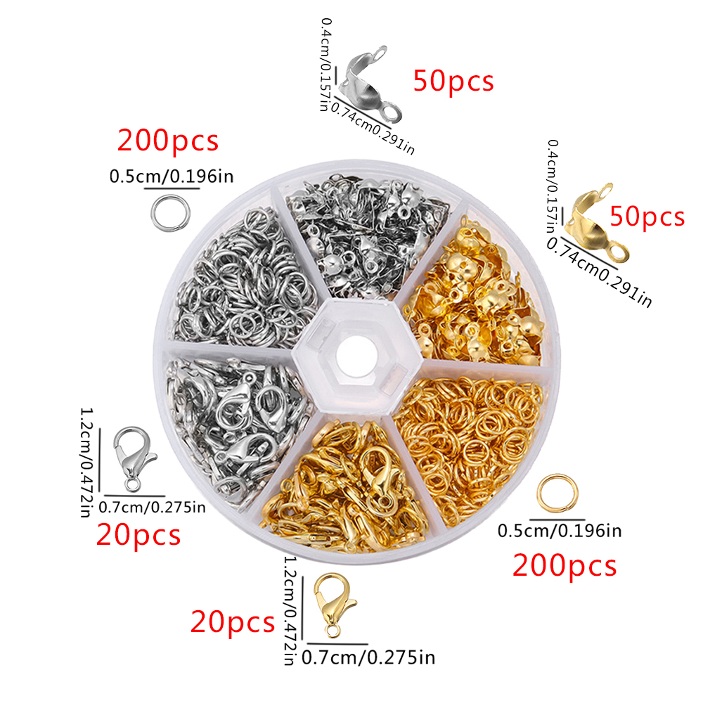 Jewelry Making Beads - ตัวล็อคแบบก้ามปูสแตนเลส 540 ชิ้น อุปกรณ์ทำเครื่องประดับ DIY สำหรับสร้อยข้อมือ