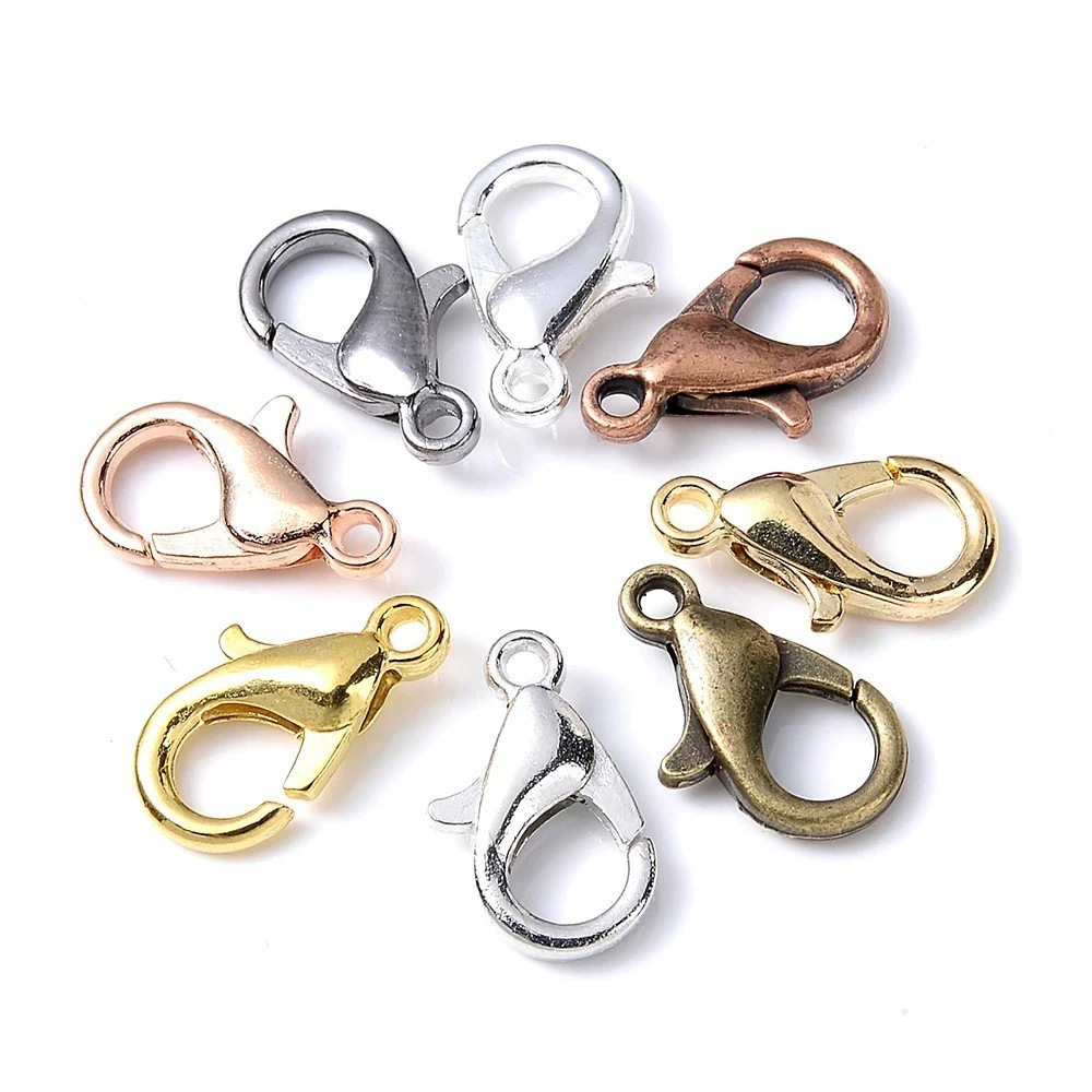 Jewelry Making Metal Supplies - ตะขอเกี่ยวแบบก้ามปูโลหะผสมสังกะสี ขนาด 9 12 14 มม.
