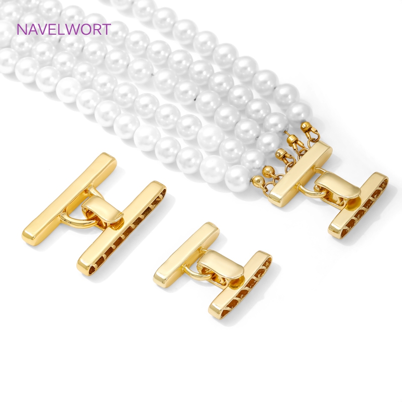 Jewelry Making Beads - ตัวล็อคสร้อยคอหลายเส้น ชุบทอง 18K ตัวเชื่อมต่อไข่มุก, ตัวล็อคทองเหลือง, อุปกรณ์ทำเครื่องประดับ