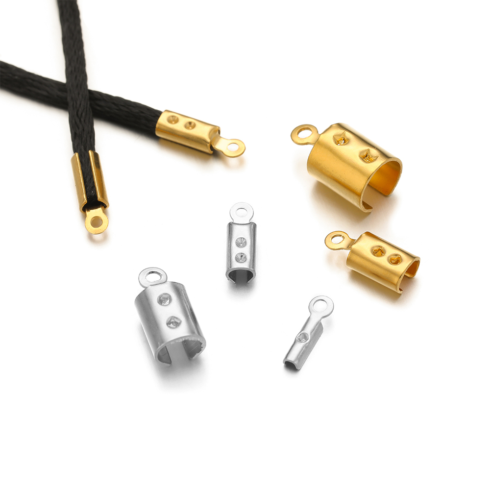 Jewelry Making Hobby - 50pcs สแตนเลสสตีลคุณภาพสูง CRIMP End ลูกปัดหมวกหนังคลิปสําหรับเครื่องประดับ DIY