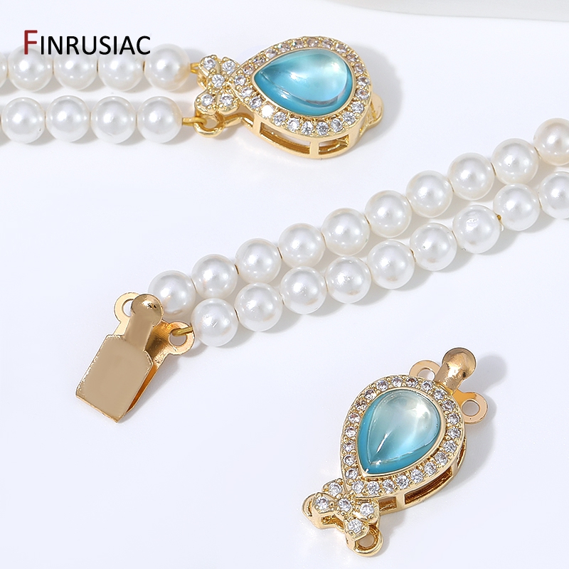 Jewelry Making Beads - ตัวล็อกแบบกล่องประดับโอปอลทรงหยดน้ำ ชุบทอง 18K ทำจากทองเหลือง พร้อมฝังเซอร์คอน 2