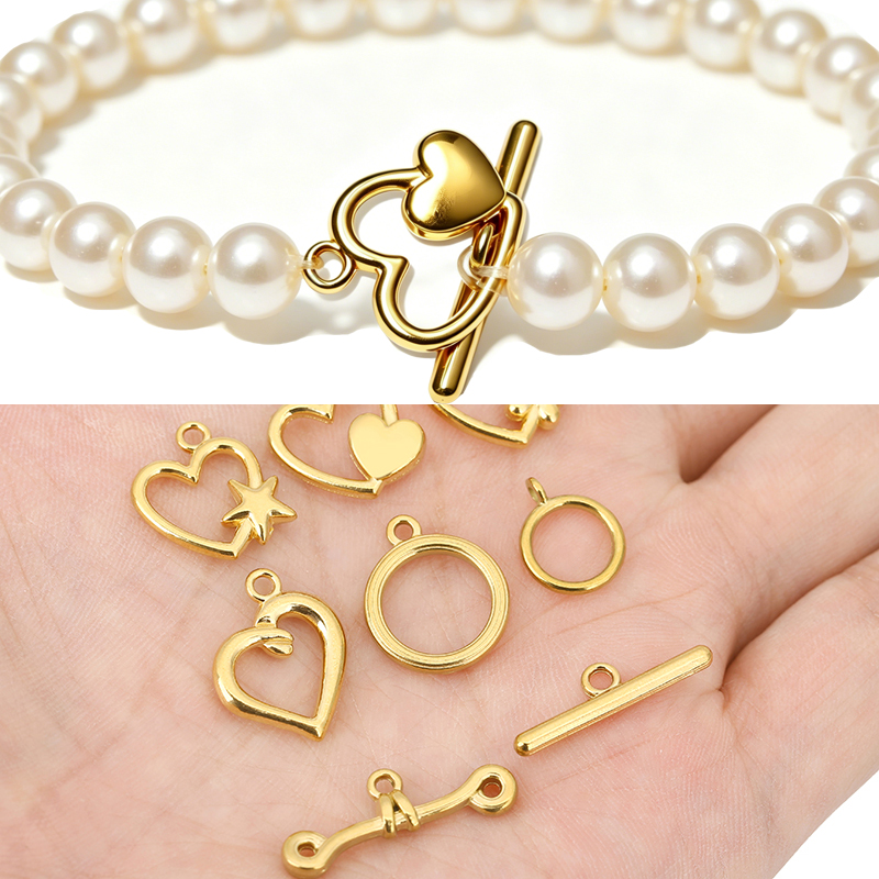 Jewelry Making Metal Supplies - ตัวล็อคแบบ OT สแตนเลสเคลือบ PVD 5 ชุด