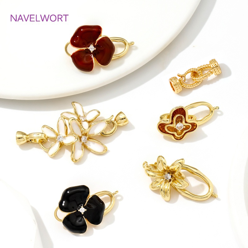 Jewelry Making Beads - หลายรูปแบบ 18K ทองชุบทองเหลือง Pearl Clasp Connector