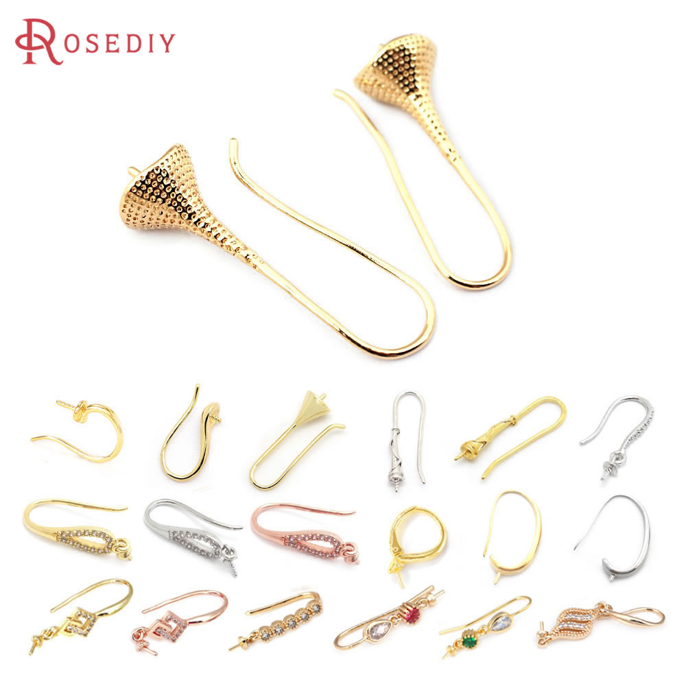 Jewelry Making Beads - ทองเหลืองสีทอง 18K ใช้ได้กับลูกปัดรูครึ่งวง พร้อมตะขอต่างหูแบบก้านครึ่งวง อุปกรณ์ทำเครื่องประดับคุณภาพสูง สำหรับงาน